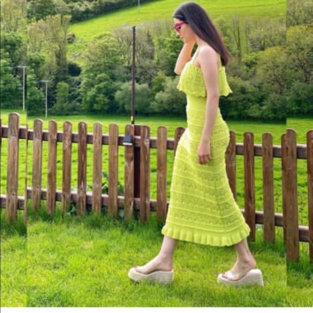 Zara long knit dress Green M - Picture 4 of 16
